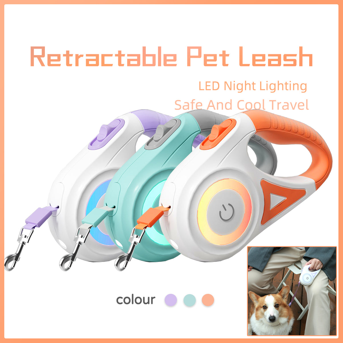 Aurora Glow Retractable Lead