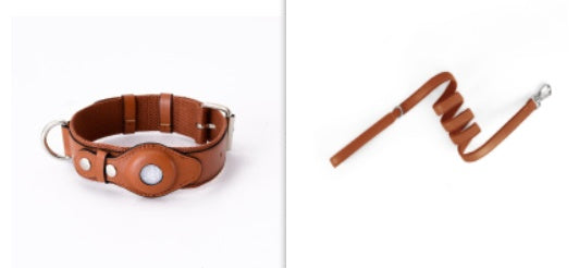 Signature Leather Paddock AirTag Collar and Leash Set