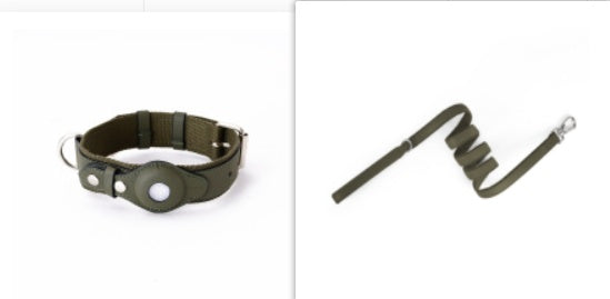 Signature Leather Paddock AirTag Collar and Leash Set