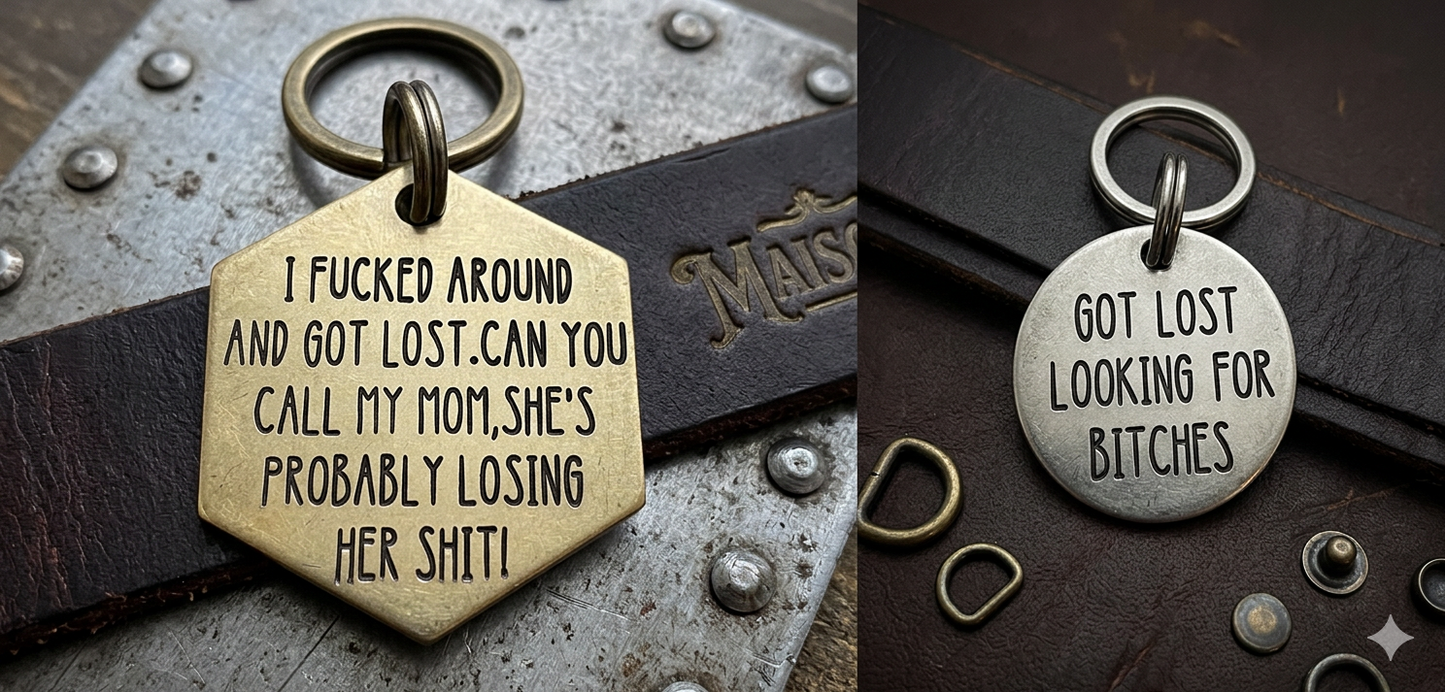 Maison Mischief: "Honest" Metal Pet ID Tags